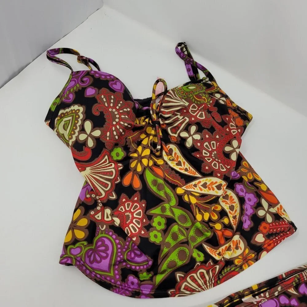 Victoria's Secret Multicolor Paisley Tankini Bathing suit Size 34C Medium - Picture 2 of 12
